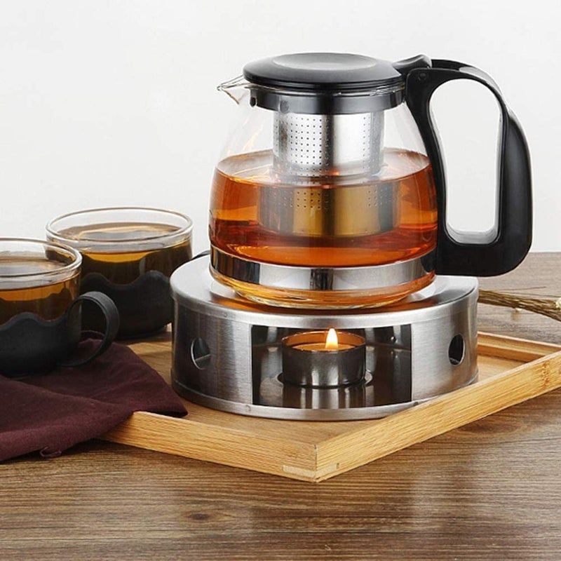 NEWLINE NY NewlineNY Stainless Steel Coffee Tea Warmers, Dual 6 Inches Circular Herb Tea Light Food Warmer Set (Candle not Included) - Image 4
